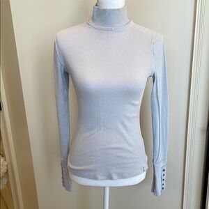 We The Free Light Blue Long Sleeve Mock Turtle Neck Top